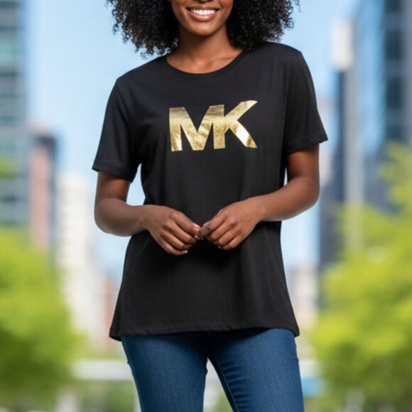 Michael Kors Tops - MK Michael Kors Goldtone Logo Tee T-Shirt Top  Size 2X